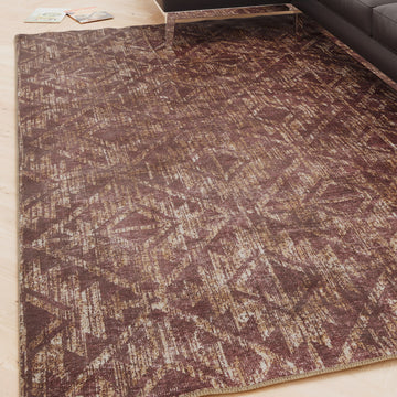 Washable Burgundy Diamond Rug - Avril