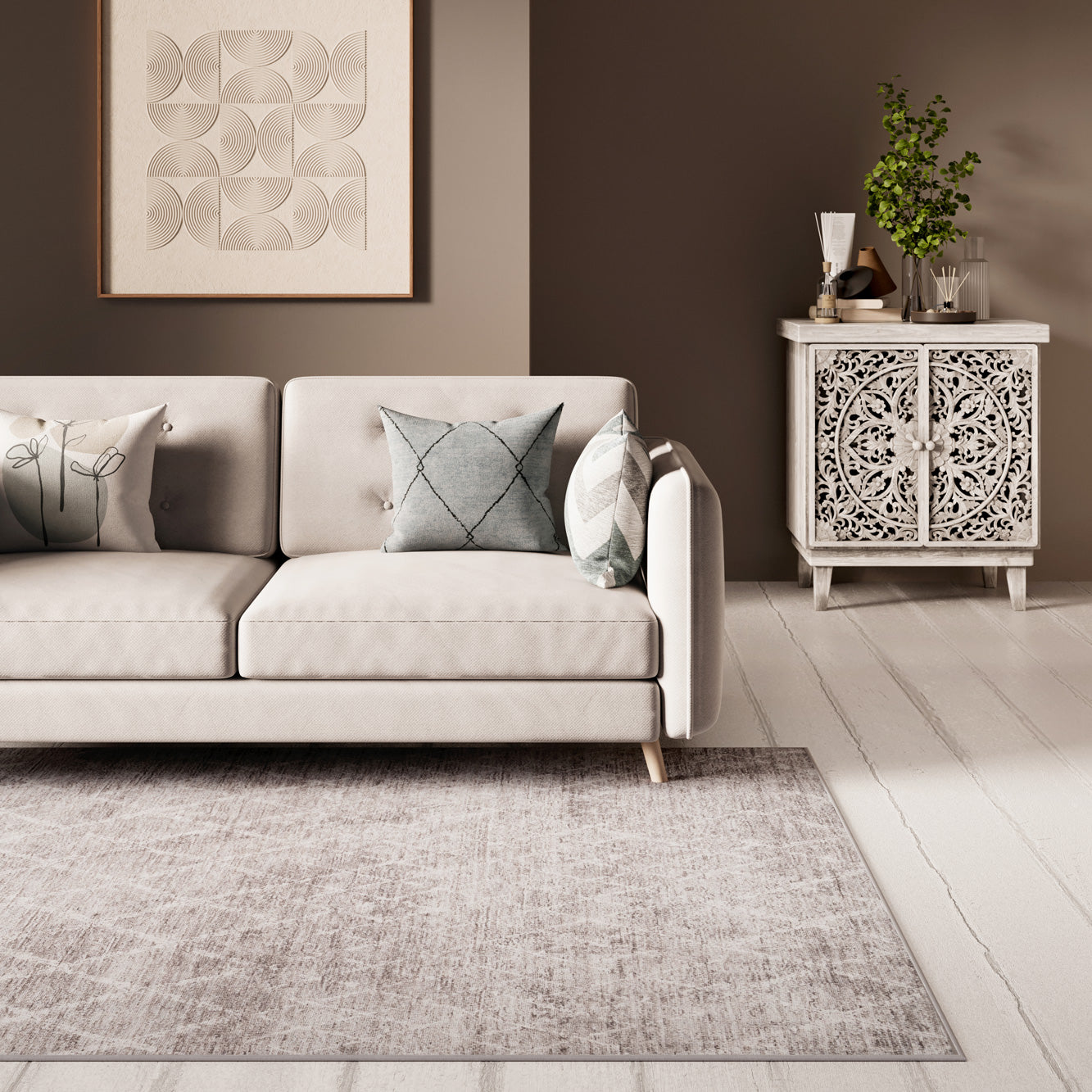 Washable Grey Kitchen Mat - Brindle