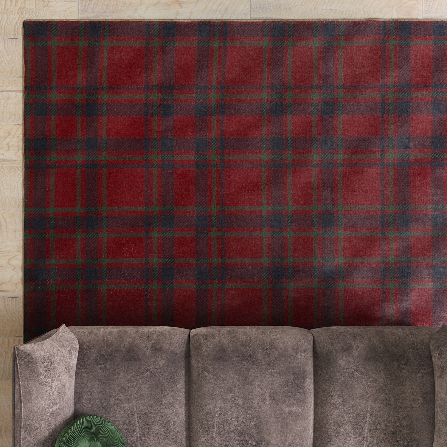 Washable Red Tartan Heritage Rug - Finn