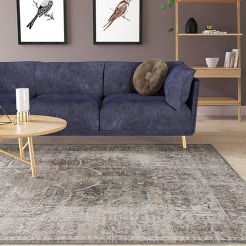 Washable Vintage Brown Beige Rug - Lois