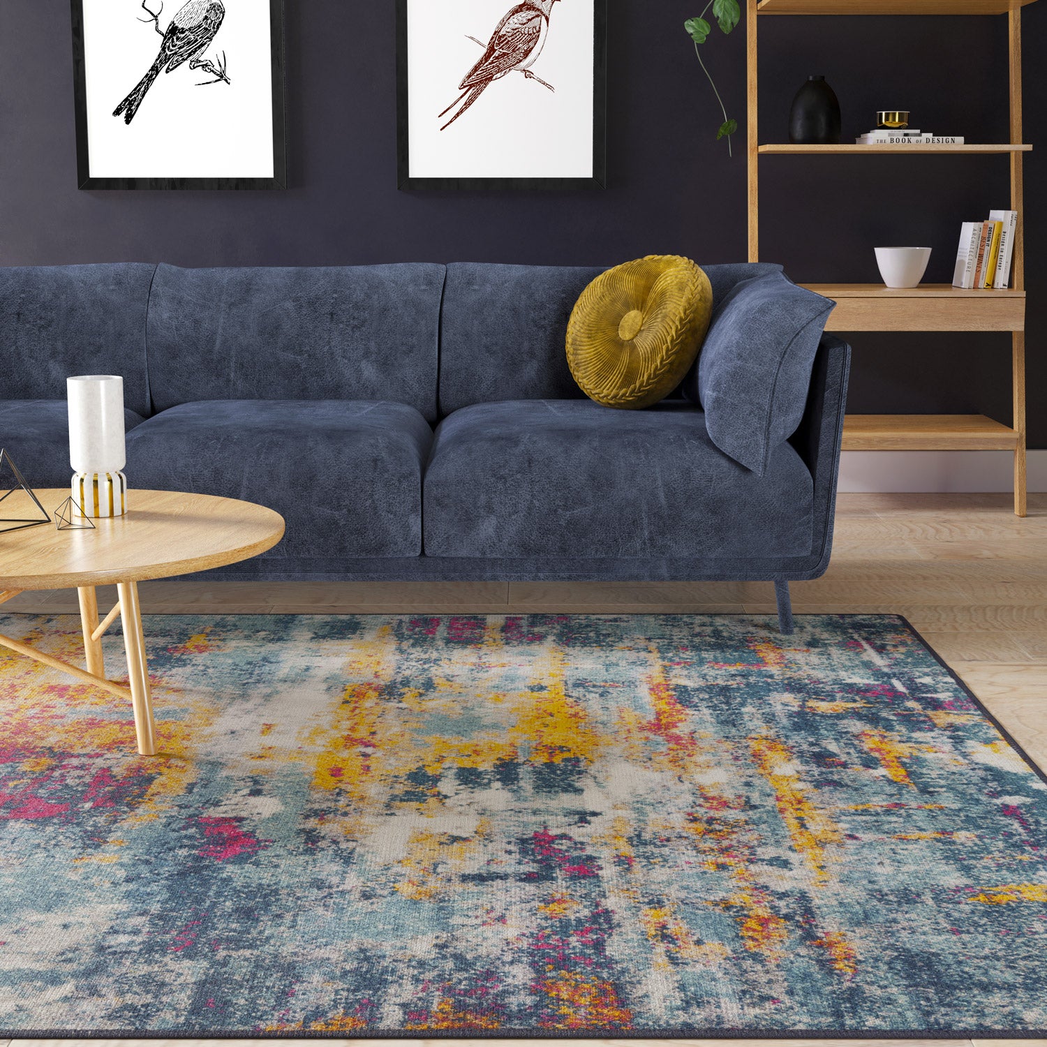 Washable Colourful Abstract Rug - Nova