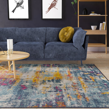 Washable Colourful Abstract Rug - Nova
