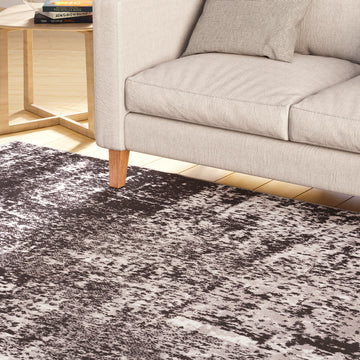 Washable Black Abstract Rug - Storm