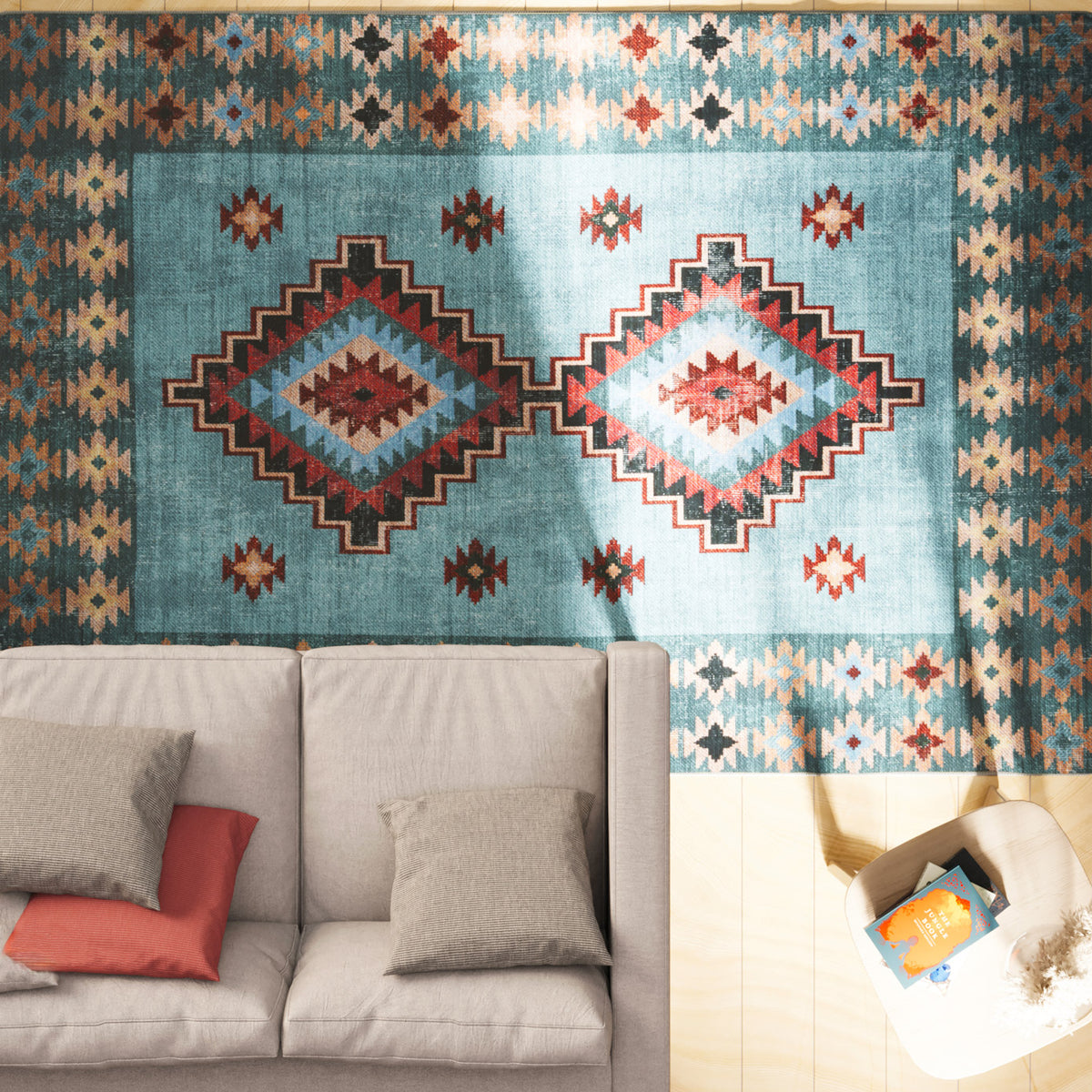 Washable Blue Berber Style Rug - Yasmine