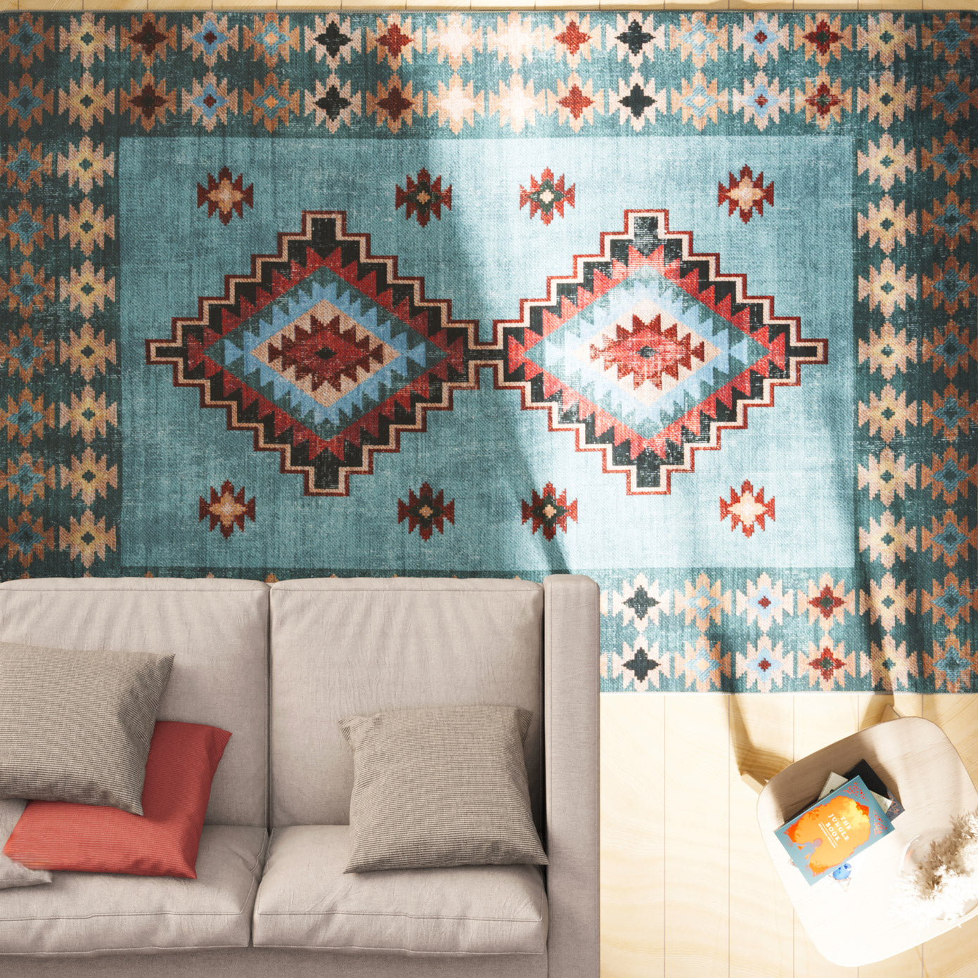 Washable Blue Berber Style Rug - Yasmine