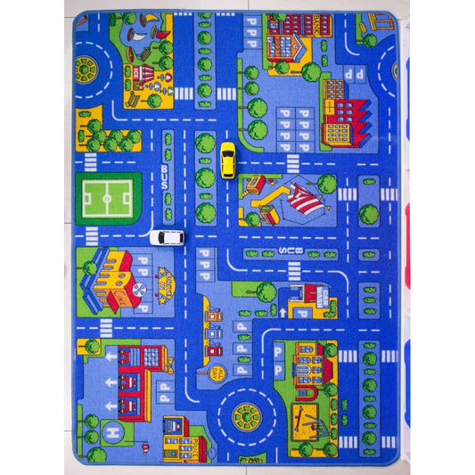 Blue Village Roads Kids Play Mat