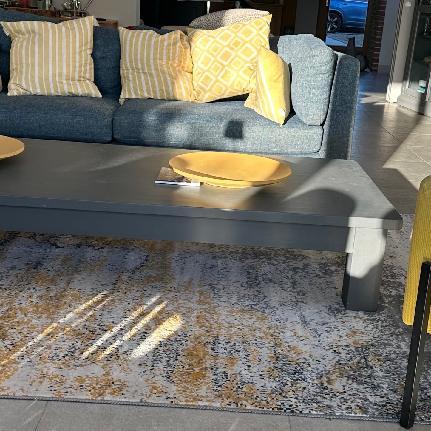 Distressed Ochre Yellow Pastel Soft Living Room Rug | Living Room Rugs ...