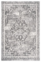 Faded Distressed Grey Oriental Pattern Rug - Demelza