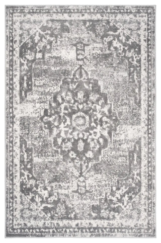 Faded Distressed Grey Oriental Pattern Rug - Demelza