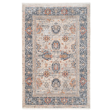 Blue Foral Motif Area Rug - Nava