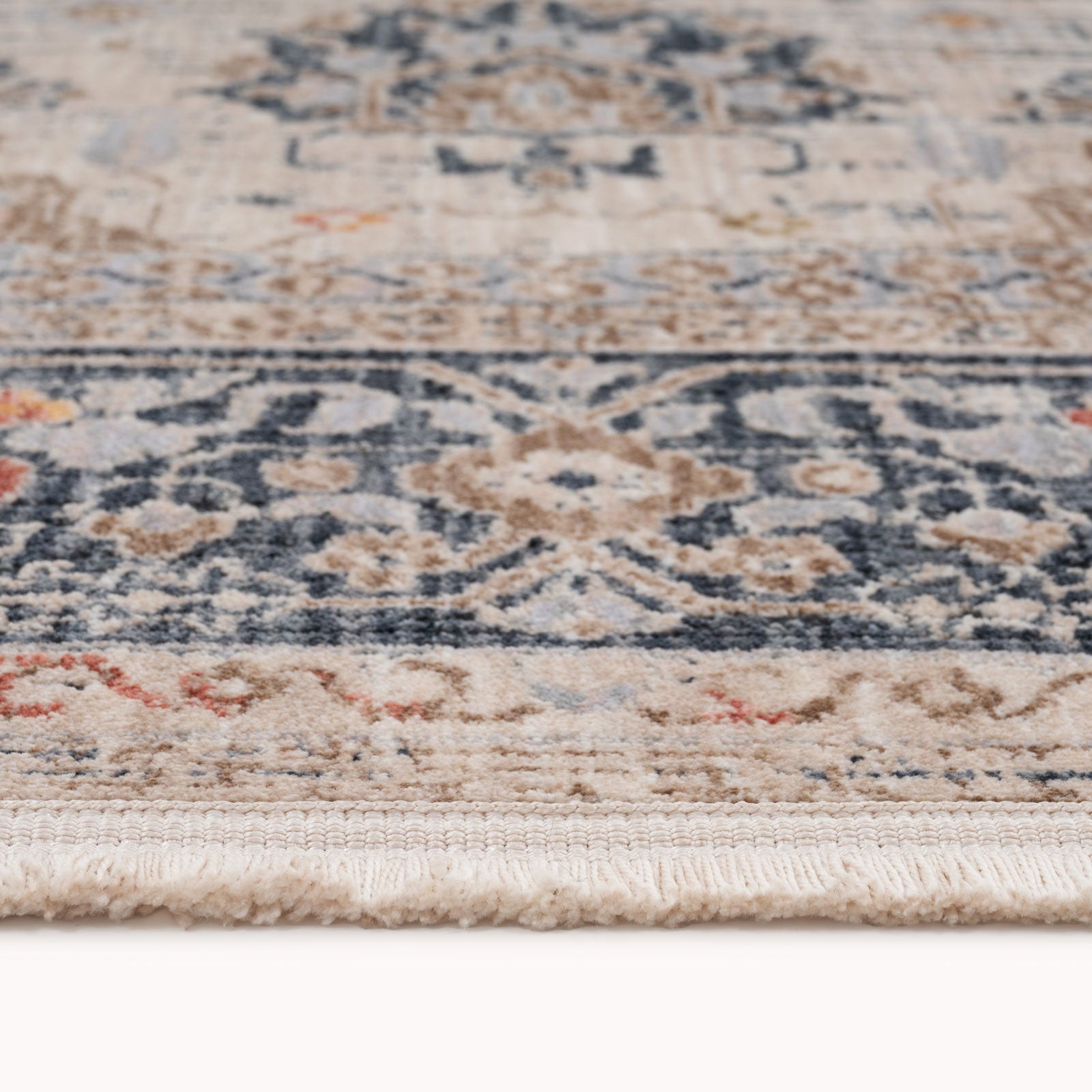Blue Foral Motif Area Rug - Nava