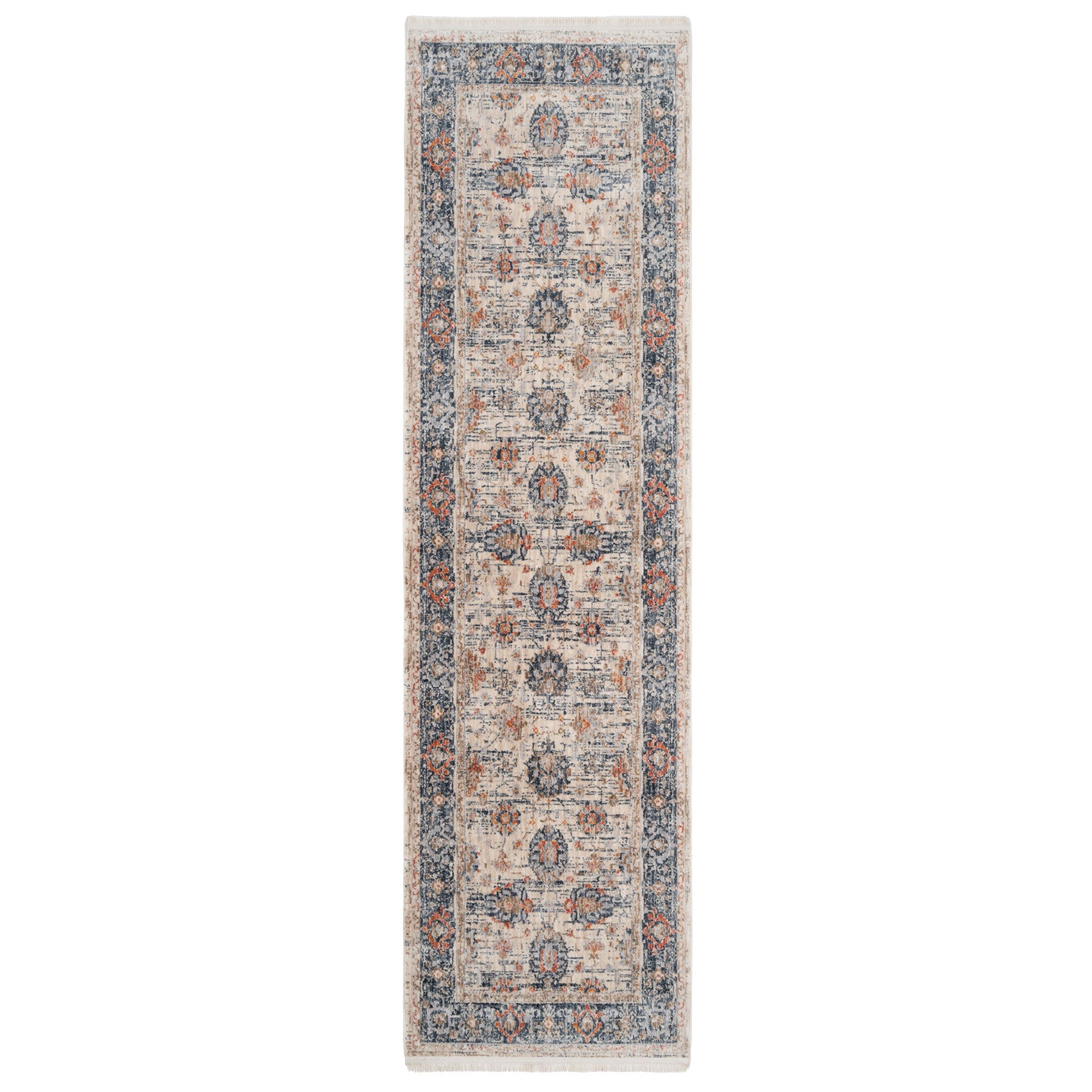 Blue Foral Motif Area Rug - Nava