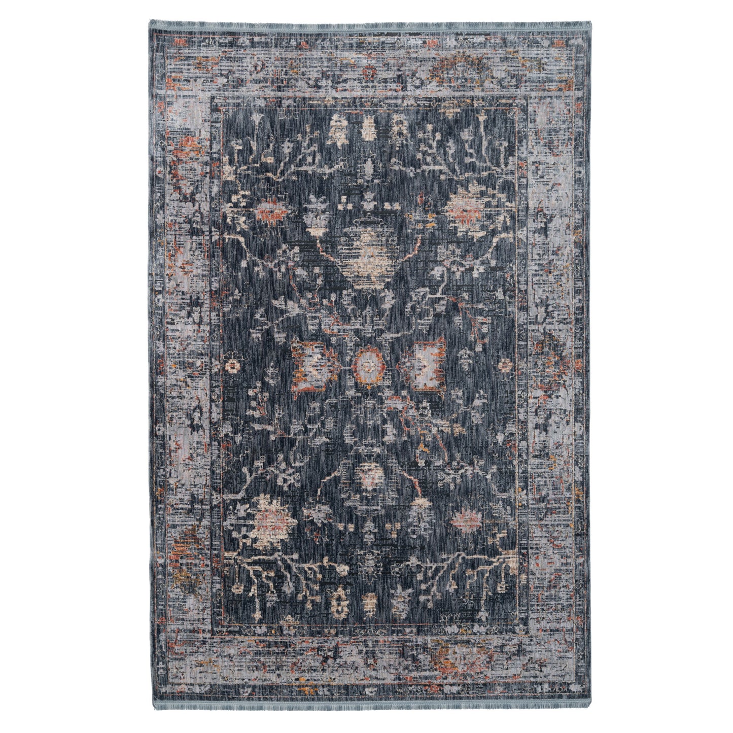 Blue Floral Tapestry Area Rug - Shira