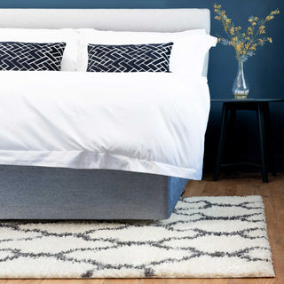 Cream Moroccan Trellis Shaggy Rug