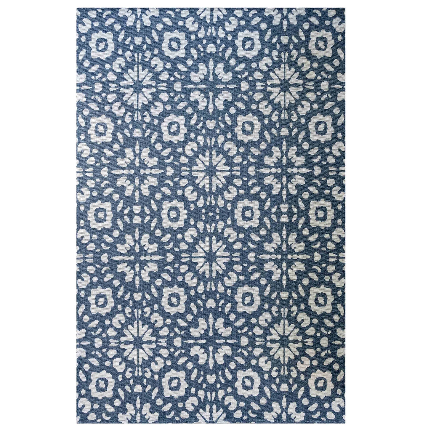 Blue Floral Recycled Cotton Rug