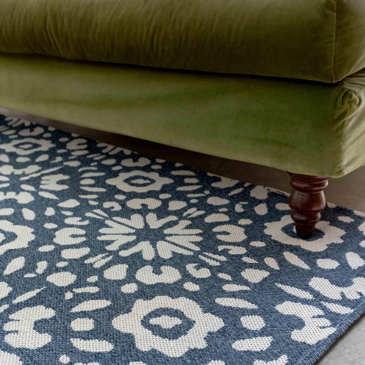 Blue Floral Recycled Cotton Rug