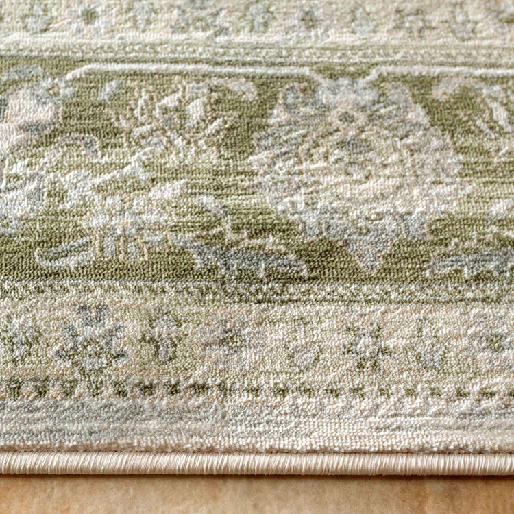 Green Rug Retro Vintage Traditional Green Floral Living Room Rug | Living Room Rugs ...