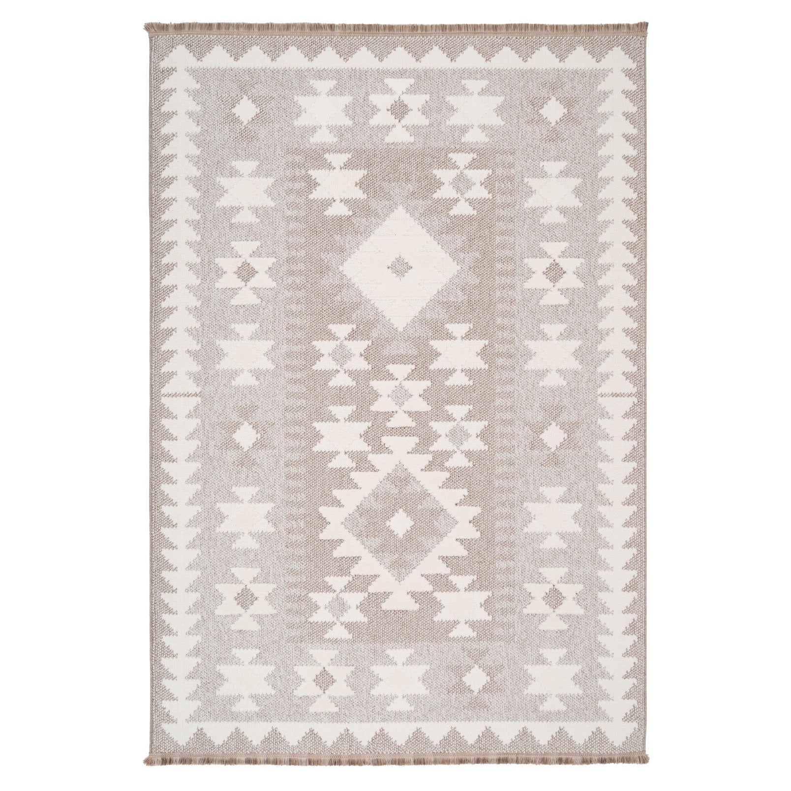 Grey Scandi Tribal Motif Rug - Bea