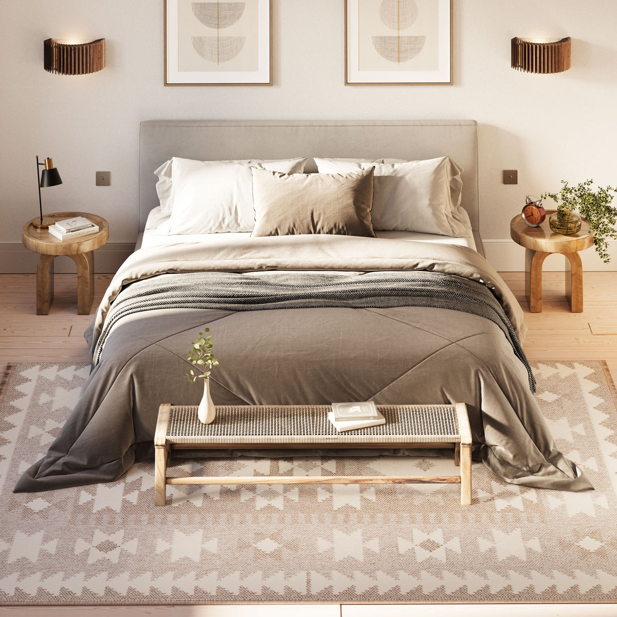 Grey Scandi Tribal Motif Rug - Bea