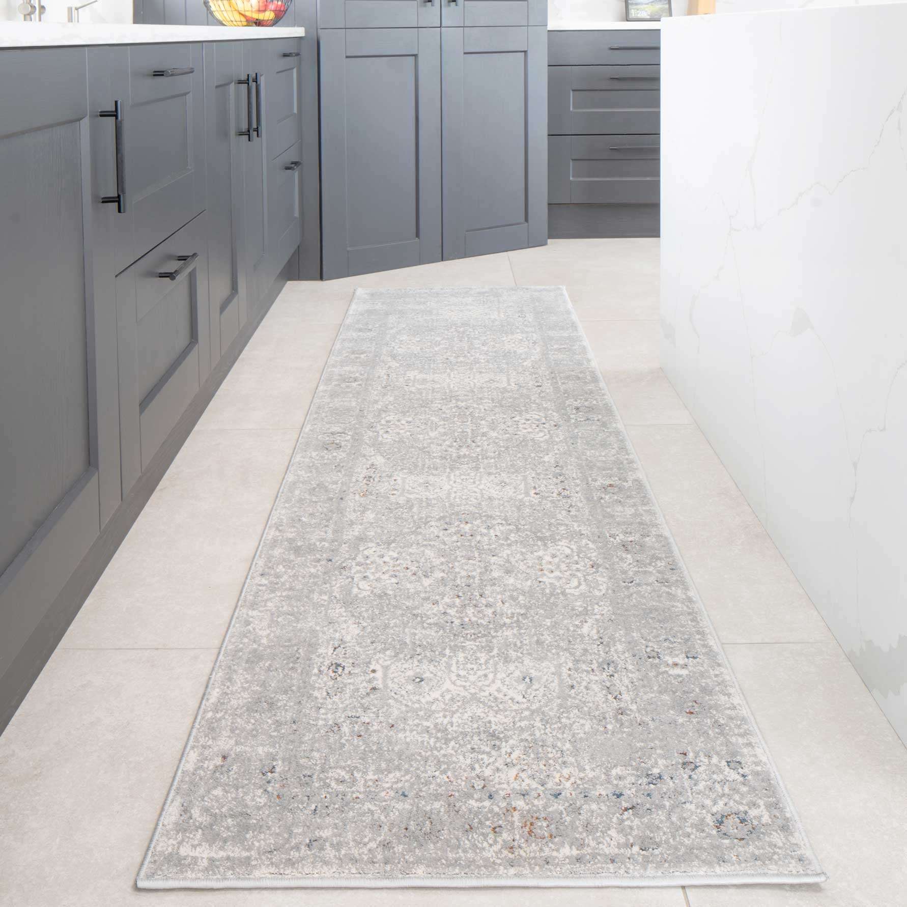 Vintage Grey Washed Effect Living Room Rug