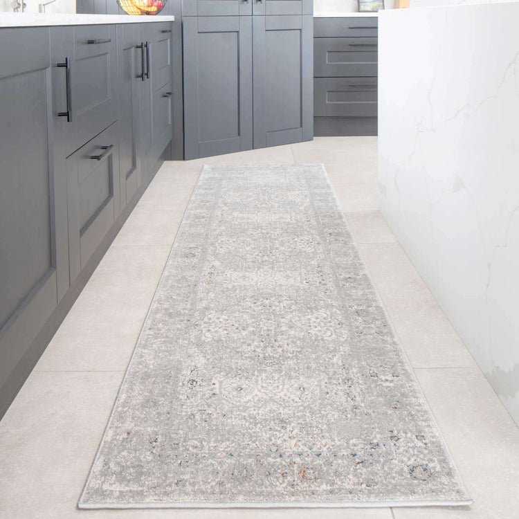 Vintage Grey Washed Effect Living Room Rug