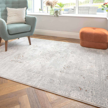 Vintage Grey Washed Effect Living Room Rug