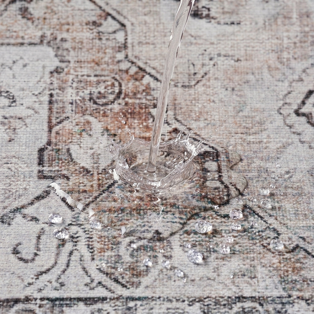 Flatwoven Washable Vintage Ivory Area Rug - Margot