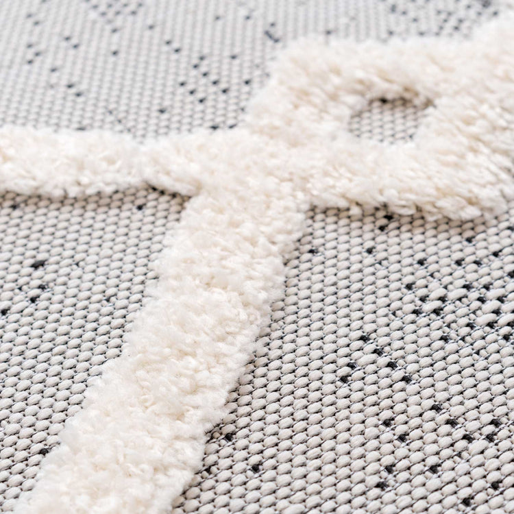 Grey Textured Trellis Indoor Outdoor Rug