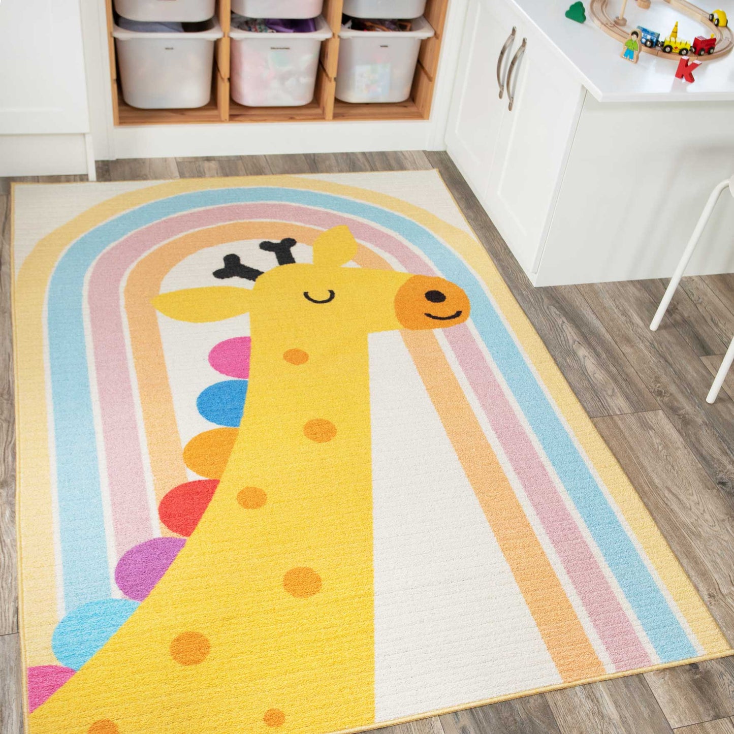 Colourful Pastel Giraffe Play Mat