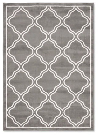 Dark Grey Trellis Living Room Rug