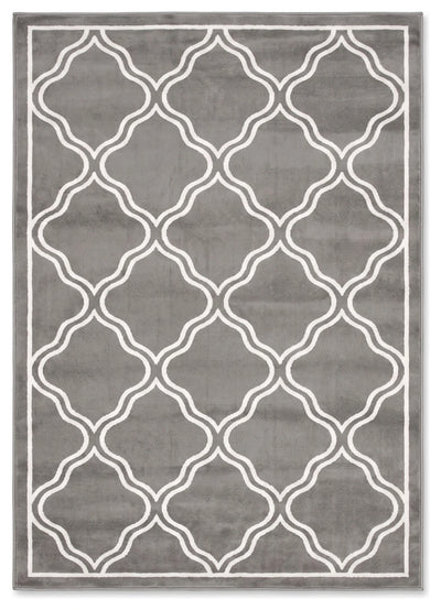 Dark Grey Trellis Living Room Rug