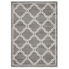 Dark Grey Trellis Living Room Rug