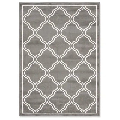 Dark Grey Trellis Living Room Rug