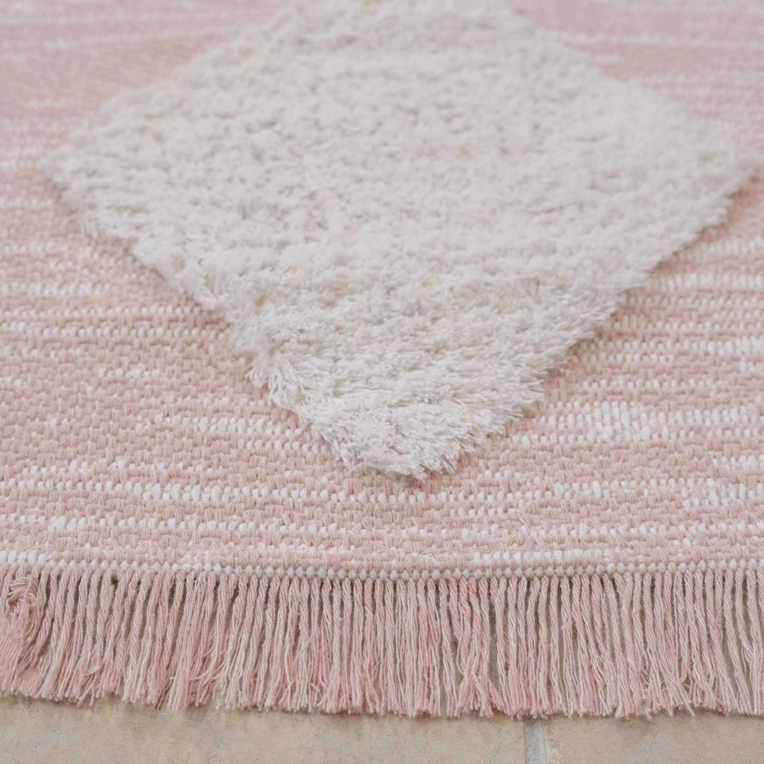 Tufted Tribal Blush Pink Sustainable Rug
