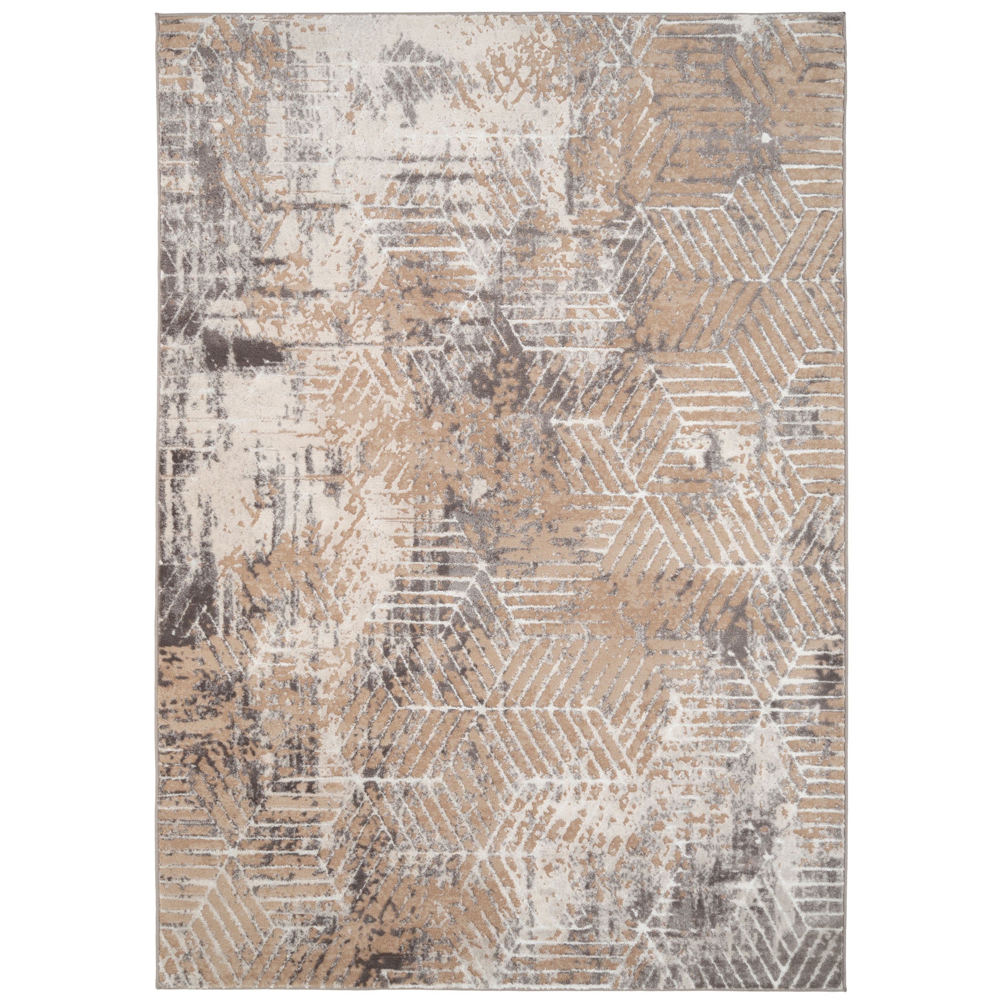 Distressed Beige Art Deco Area Rug Busby Living Room Rugs Kukoon