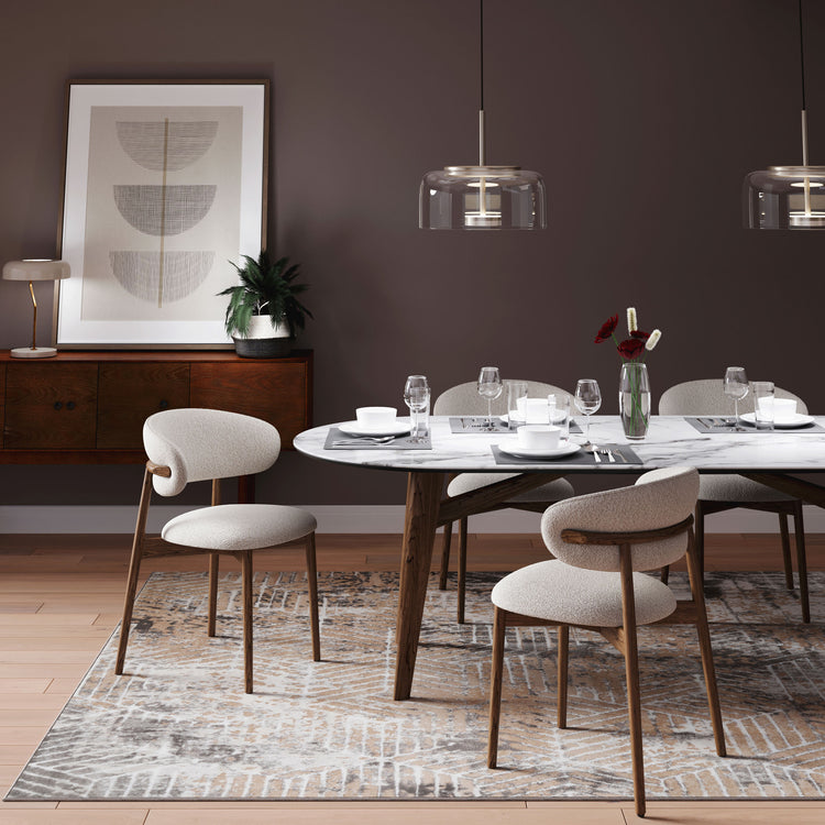 Distressed Beige Art Deco Area Rug