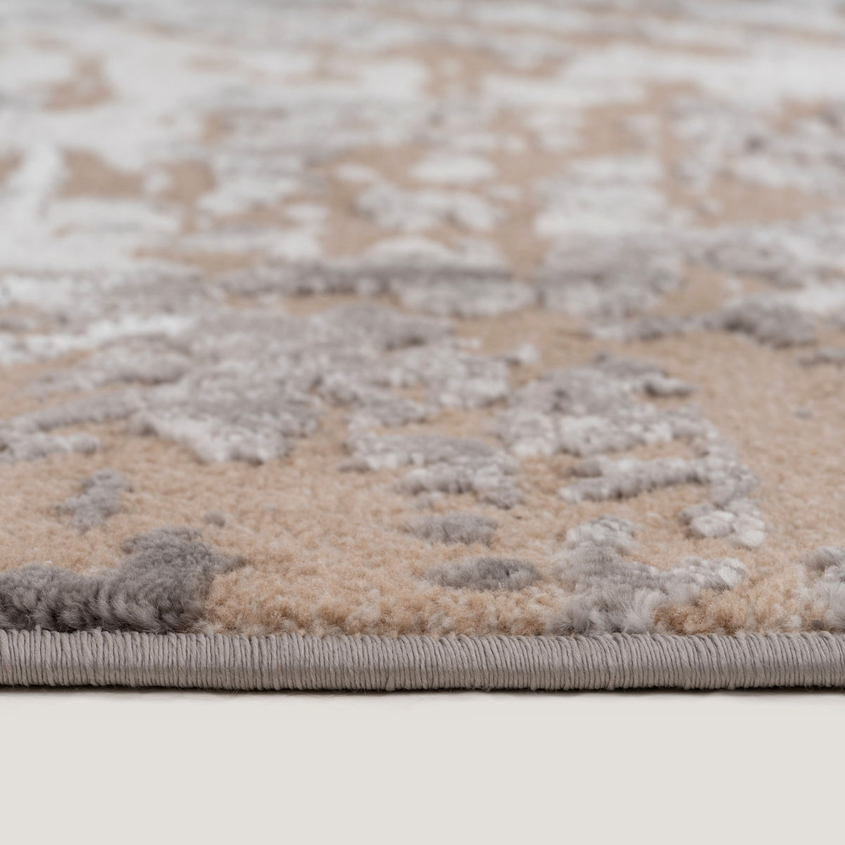 Distressed Beige Art Deco Area Rug