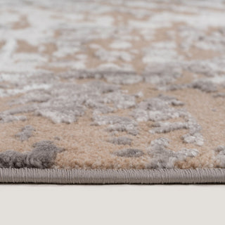 Distressed Beige Art Deco Area Rug