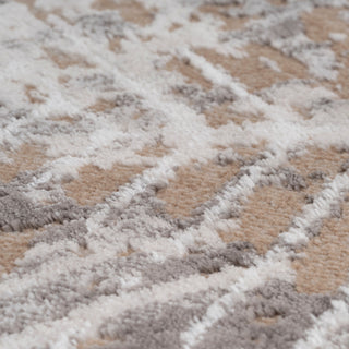 Distressed Beige Art Deco Area Rug