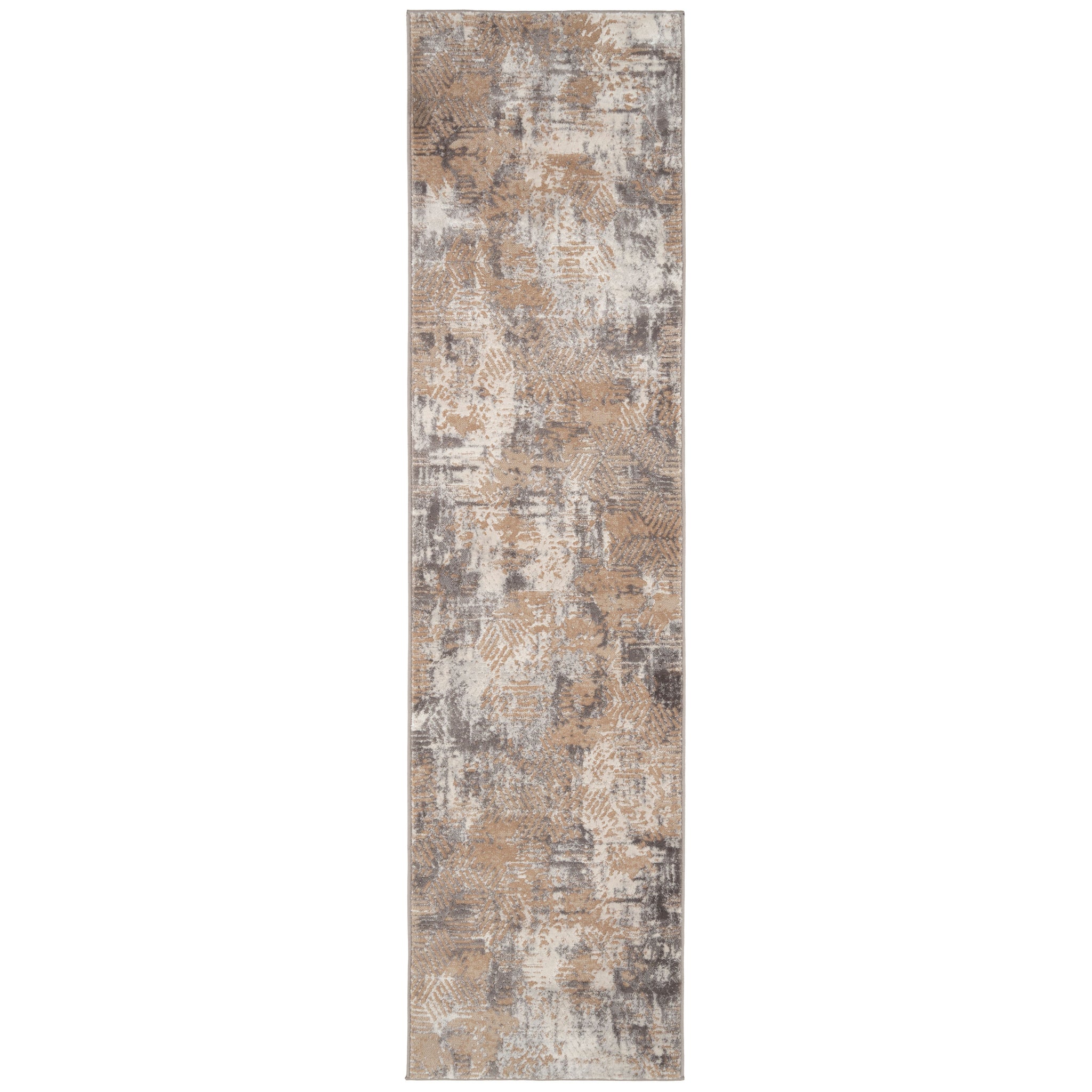 Distressed Beige Art Deco Area Rug - Busby