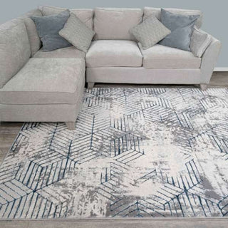 Modern Blue Abstract Geometric Living Room Rugs