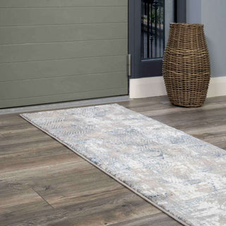 Modern Blue Abstract Geometric Living Room Rugs