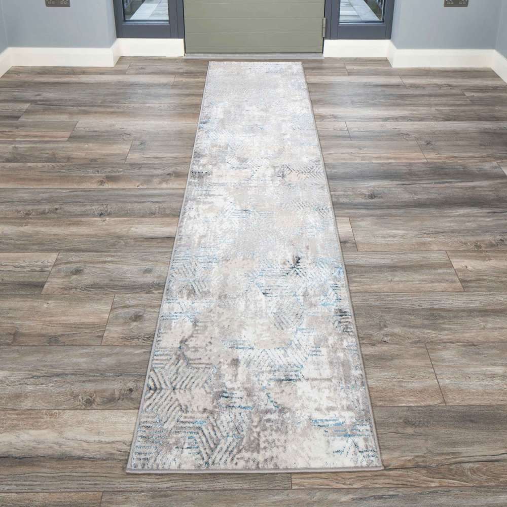 Modern Blue Abstract Geometric Living Room Rugs