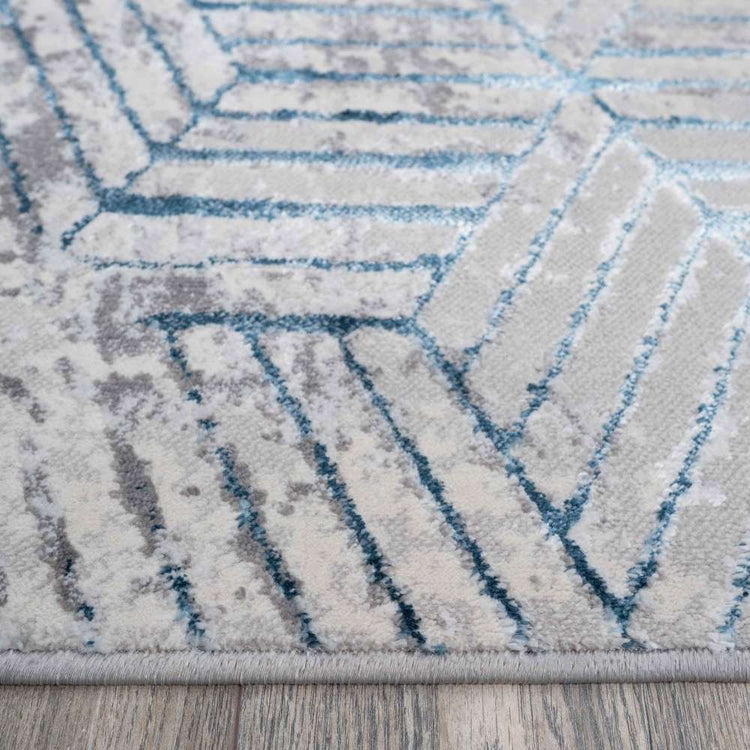 Modern Blue Abstract Geometric Living Room Rugs