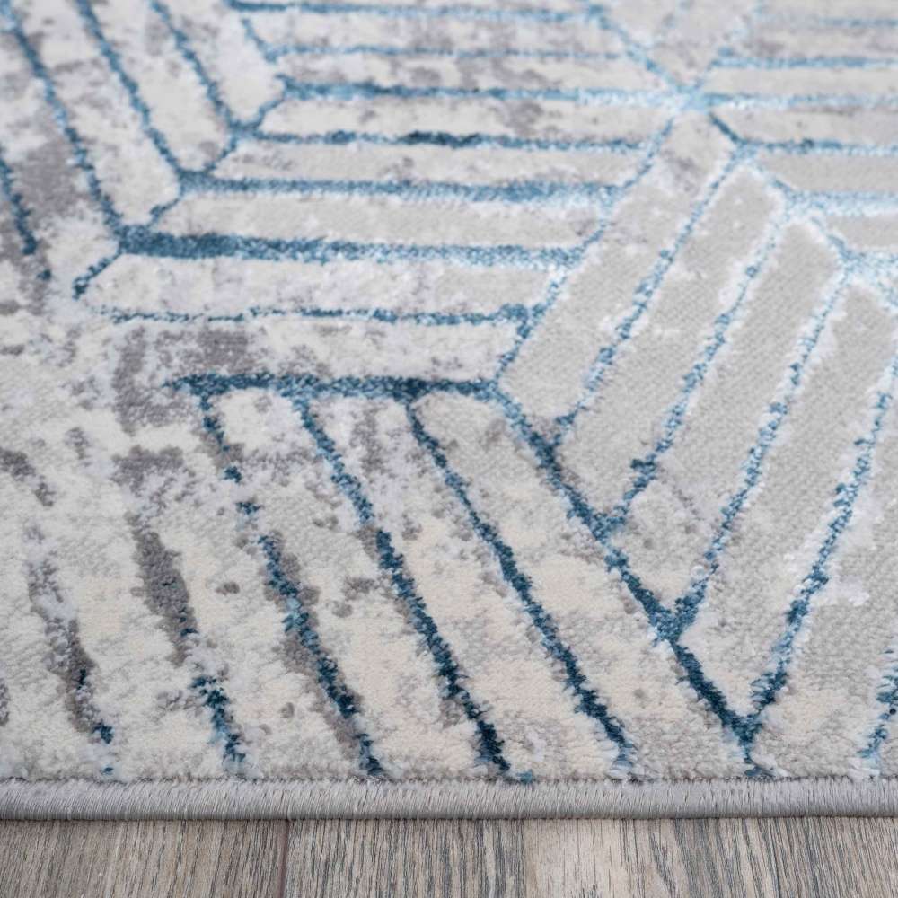 Modern Blue Abstract Geometric Living Room Rugs - Busby | Living Room ...