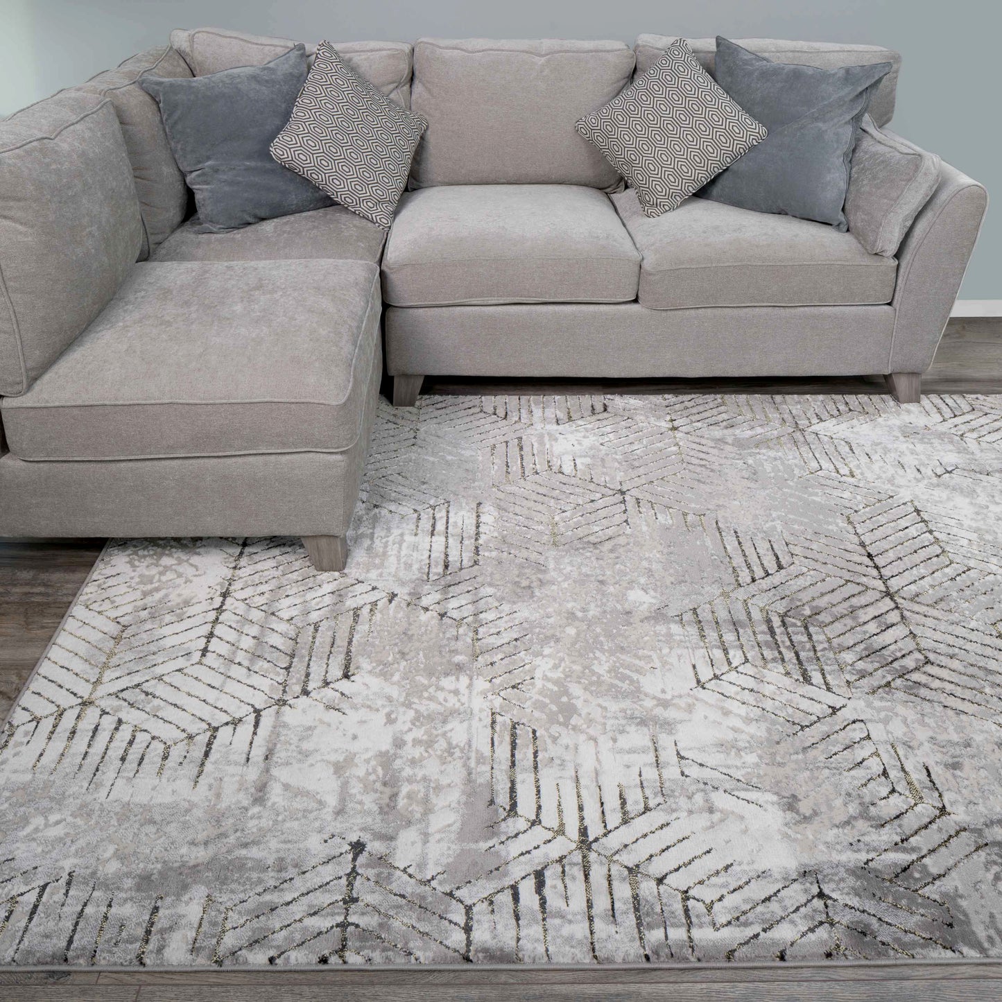 Modern Gold Abstract Geometric Living Room Rugs