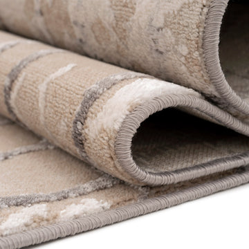 Distressed Linear Beige Silver Runner - Diora