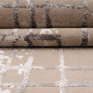 Distressed Linear Beige Silver Rug - Diora