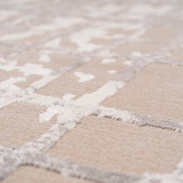 Distressed Linear Beige Silver Runner - Diora