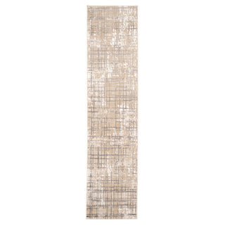 Distressed Linear Beige Silver Runner - Diora